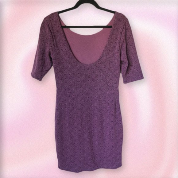 Free People Open Scoop Back Bodycon Dress Purple Large - Picture 3 of 6